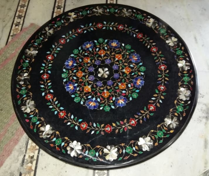 Black Marble Inlaid Mosaic Inlay Art Decorative Marble Table